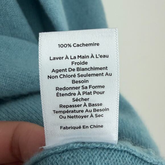 Talbots Cashmere Sweater Women Large Blue Cowlneck Tunic Quiet Luxury Minimalist - Picture 9 of 11